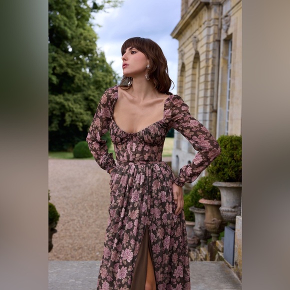 NWT V Chapman The Carmella Dress in Chocolate Peony Print Anthropologie - Picture 6 of 15